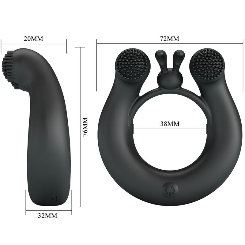 Pretty Love - Dahlia Vibrationsring + Klitorisstimulator 12 Vibrationen Schwarz