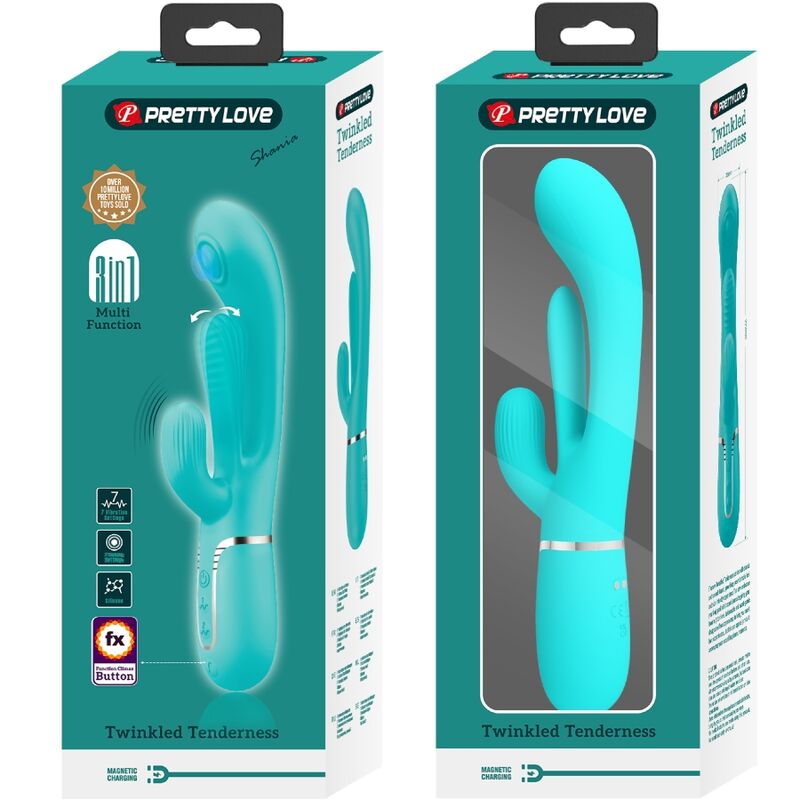 Pretty Love - Shania Triple Rabbit Multifunktionsvibrator 3 In 1 Blau