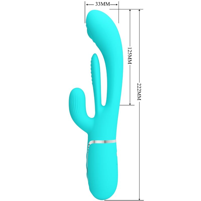 Pretty Love - Shania Triple Rabbit Multifunktionsvibrator 3 In 1 Blau