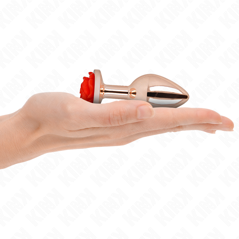 Kink - Rosa Goldener Analstecker Mit Roter Rose M
