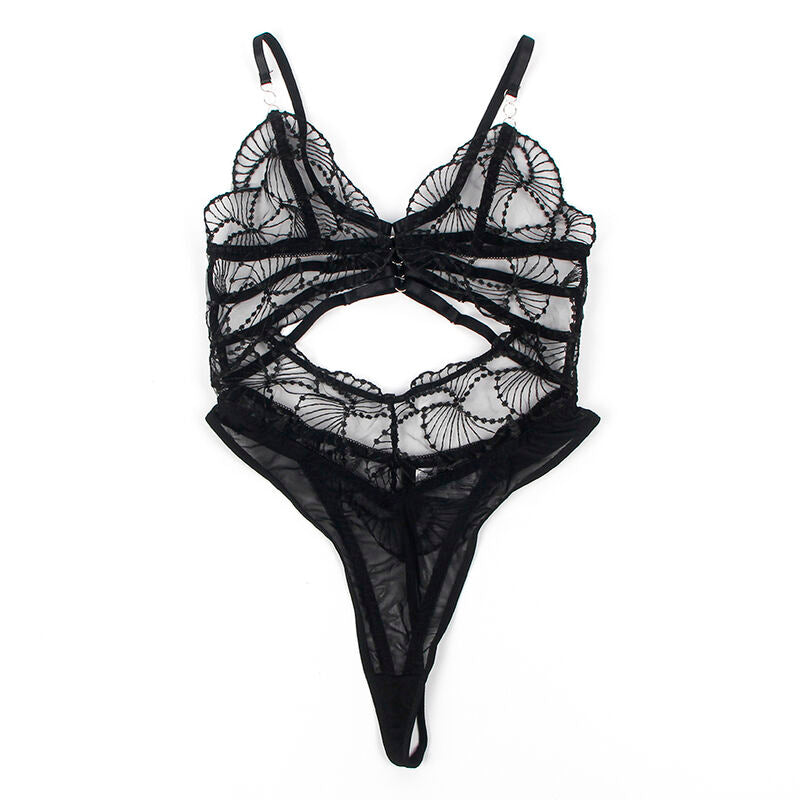 Subblime - 955212 Transparenter Body Mit Schwarzer Hohlspitze S/M