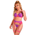 Subblime - 955366 Bh-Set Mit Spitze Und Strumpfband Rosa Und Lila L/Xl