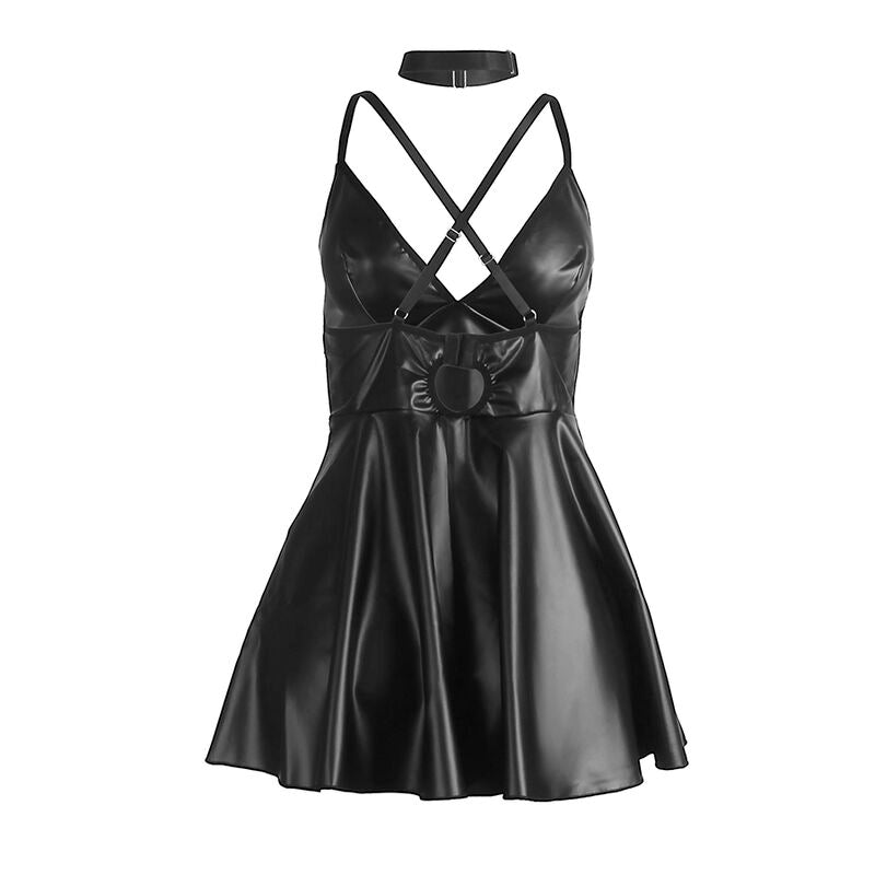 Subblime - 955373 Kleid Mit Schwarzen Ledertrã„Gern S/M