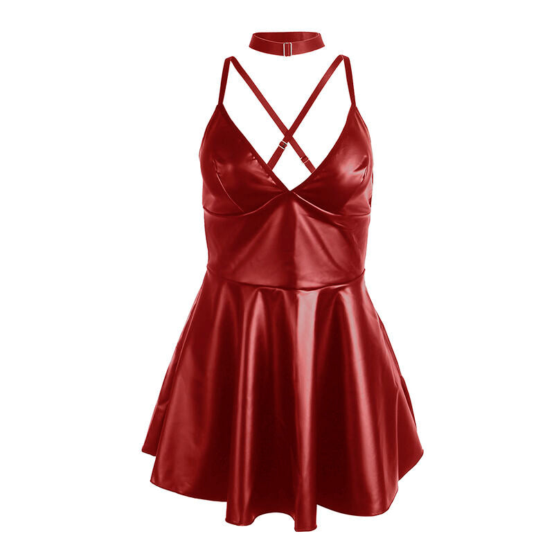 Subblime - 955403 Kleid Mit Burgunderroten Ledertrã„Gern L/Xl