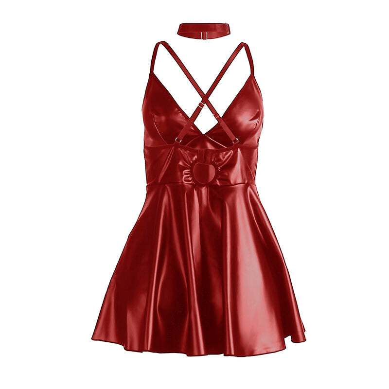 Subblime - 955403 Kleid Mit Burgunderroten Ledertrã„Gern L/Xl