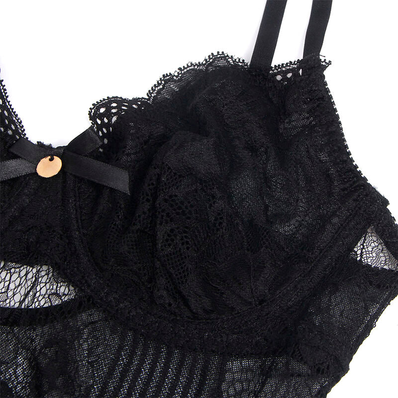 Subblime - 955618 Spitzen-Bodysuit Mit Unterteilverschluss Schwarz S/M