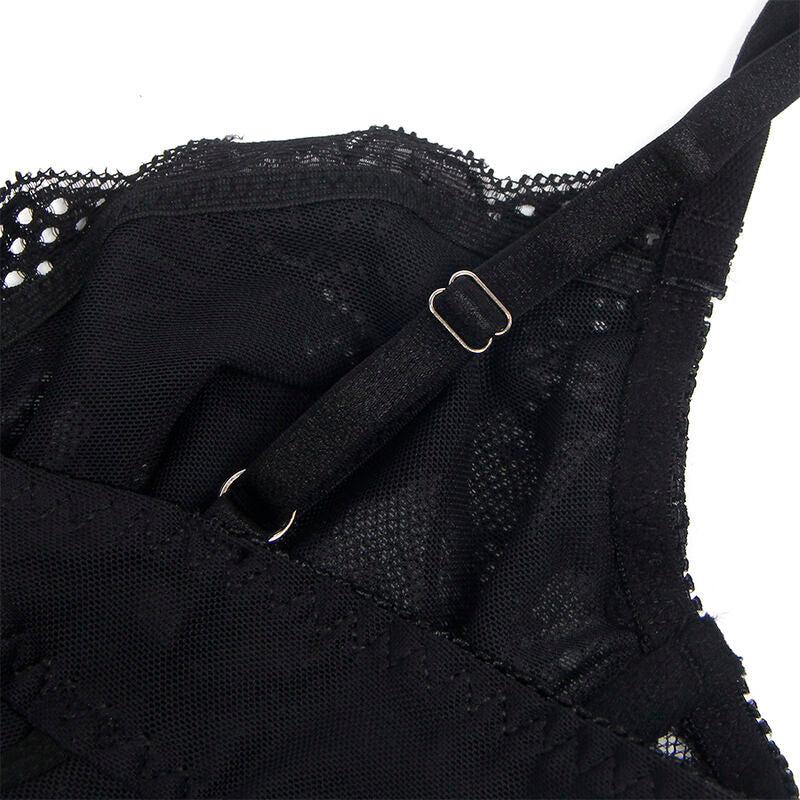 Subblime - 955618 Spitzen-Bodysuit Mit Unterteilverschluss Schwarz S/M