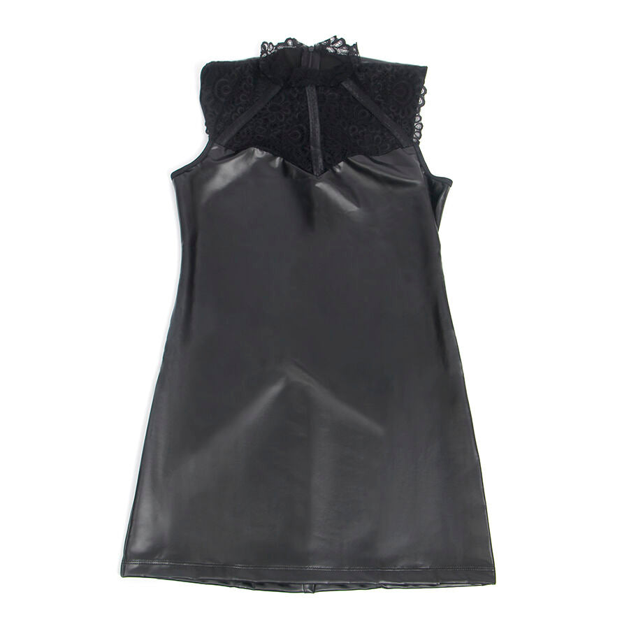 Subblime - 957551 Lederkleid Mit Spitzenkragen Schwarz L/XL