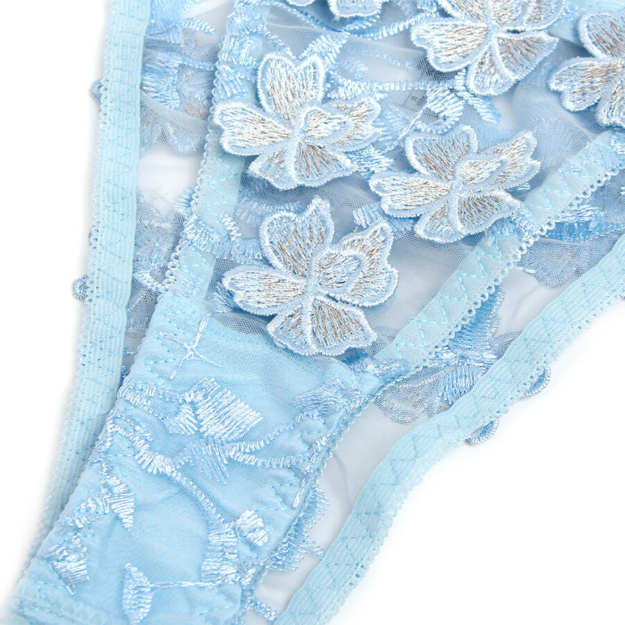 Subblime - 957636 Bra and Panty Set with Floral Embroidery Sky Blue L/XL