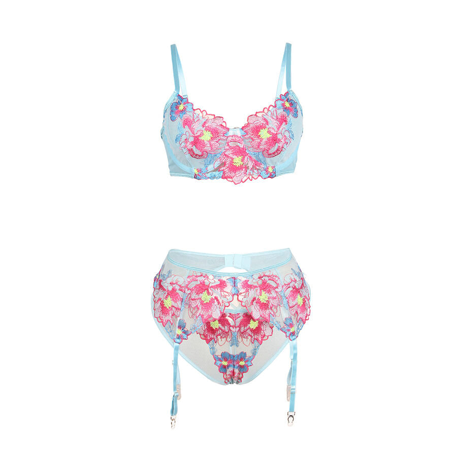 Subblime - 957650 Bh- Und Strumpfgãœrtel-Set Mit Blumenstickerei Rosa L/XL