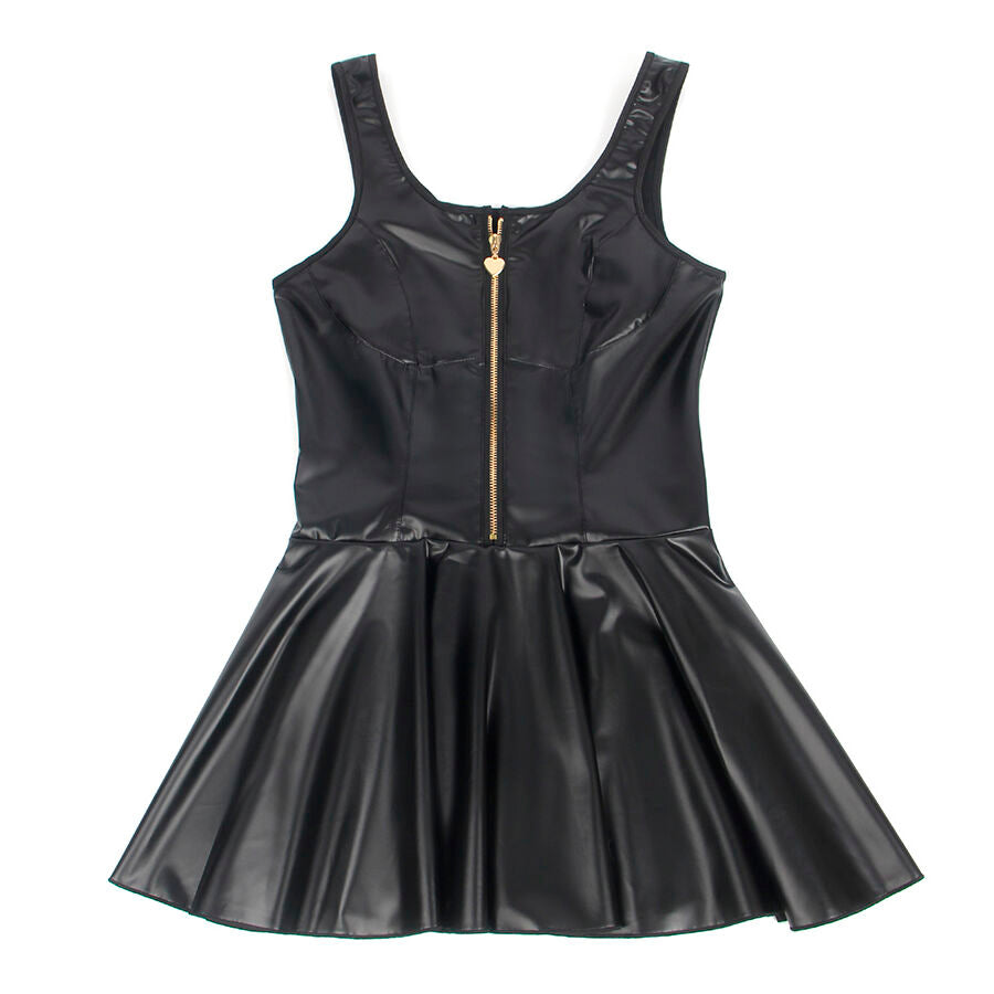 Subblime - 957667 Lederkleid Mit Herz-Reissverschluss, Schwarz, S/M