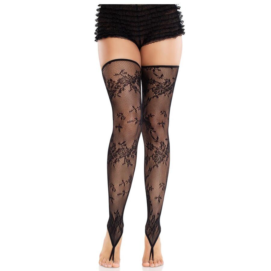 Leg Avenue - Floral Lace Footless Tights Black