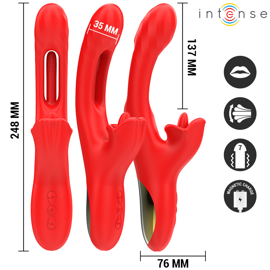 Intense - Jessica Multifunktionsvibrator Klitorisstimulation 24,8 Cm Rot