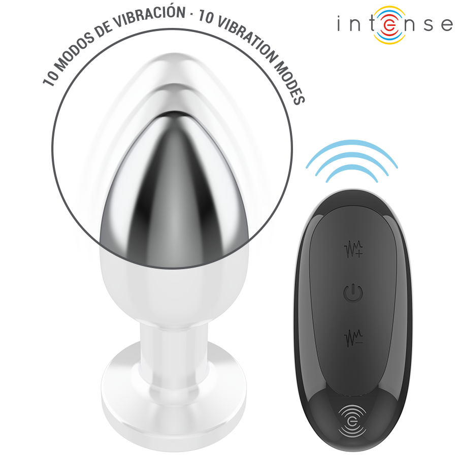 Intense - Anal Plug 10 Vibrationen Metall Mit Fernbedienung L