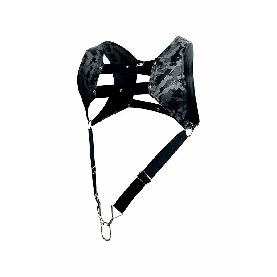 Mob - Dngeon Harness Mit Silbernem Penisring, Einheitsgröße