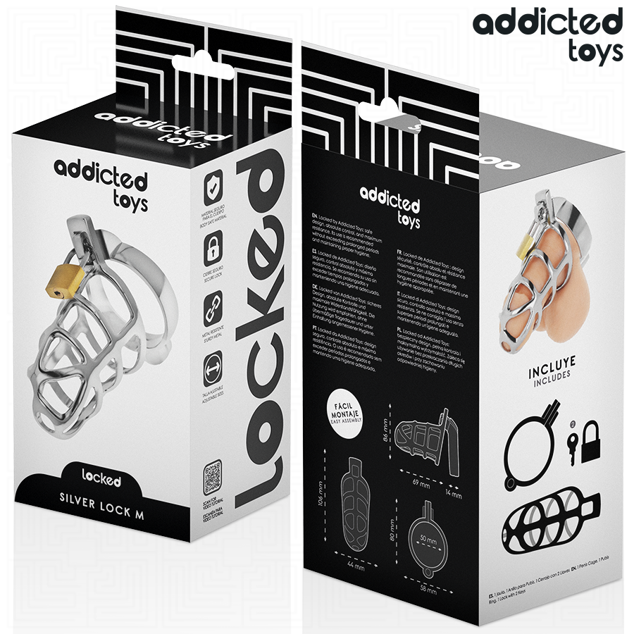 Addicted Toys Locked - Silbernes Schloss Peniskã„Fig Metall Größe M