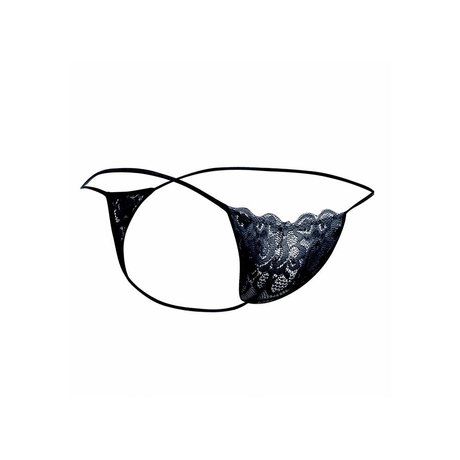 Mob - Schwarzer Spitzen-Tanga Größe   L/XL