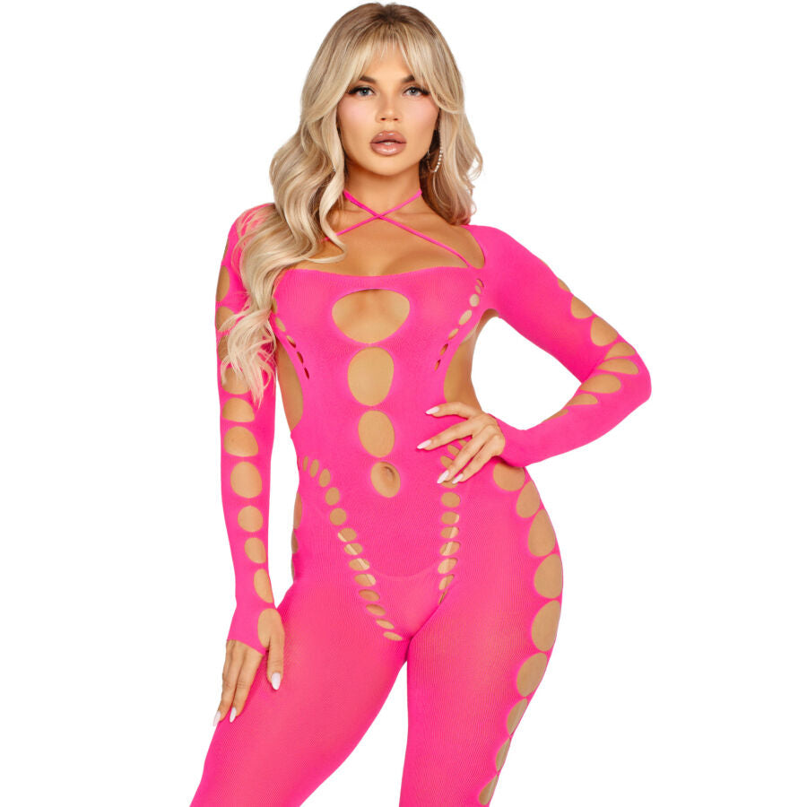 Leg Avenue - Rosa Bodystocking Mit Offenem Rücken, Einheitsgröße