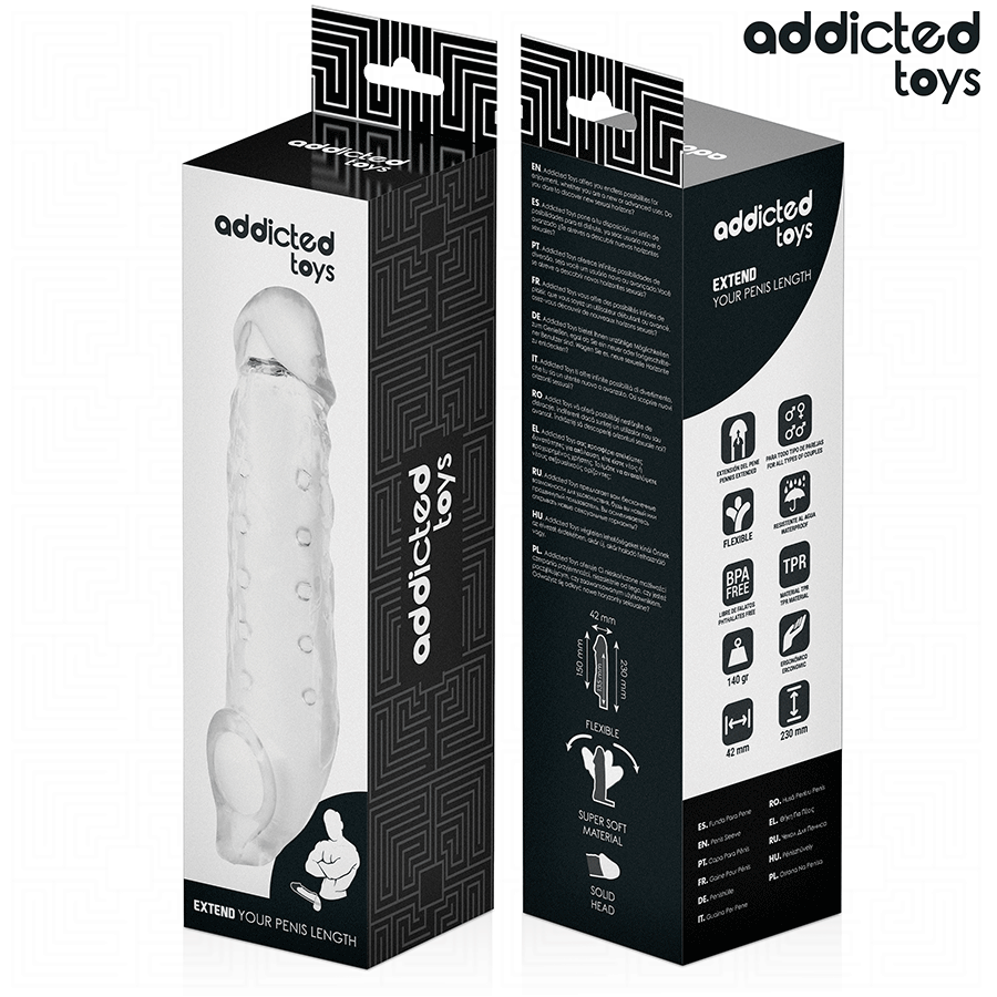 Addicted Toys - Transparente Penishülse Größe M 27 Cm