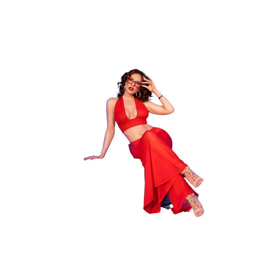 Chilirose - Cr 4857 Rotes Top- Und Hosen-Set, XL