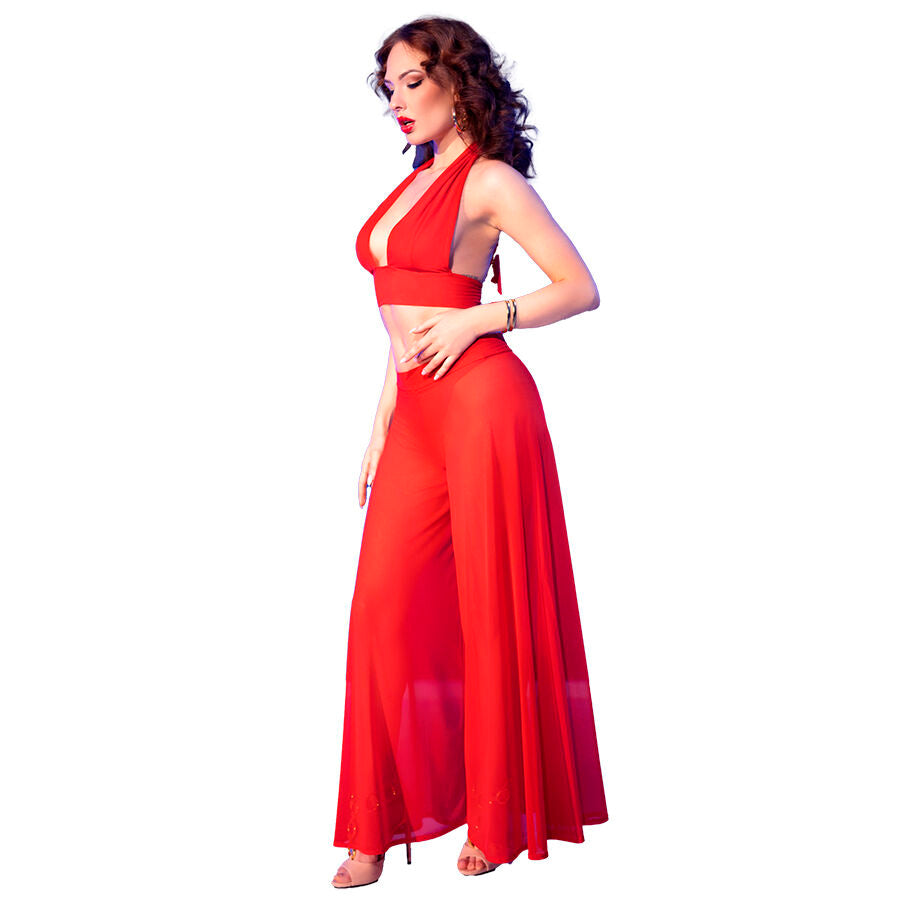 Chilirose - Cr 4857 Rotes Top- Und Hosen-Set, XL