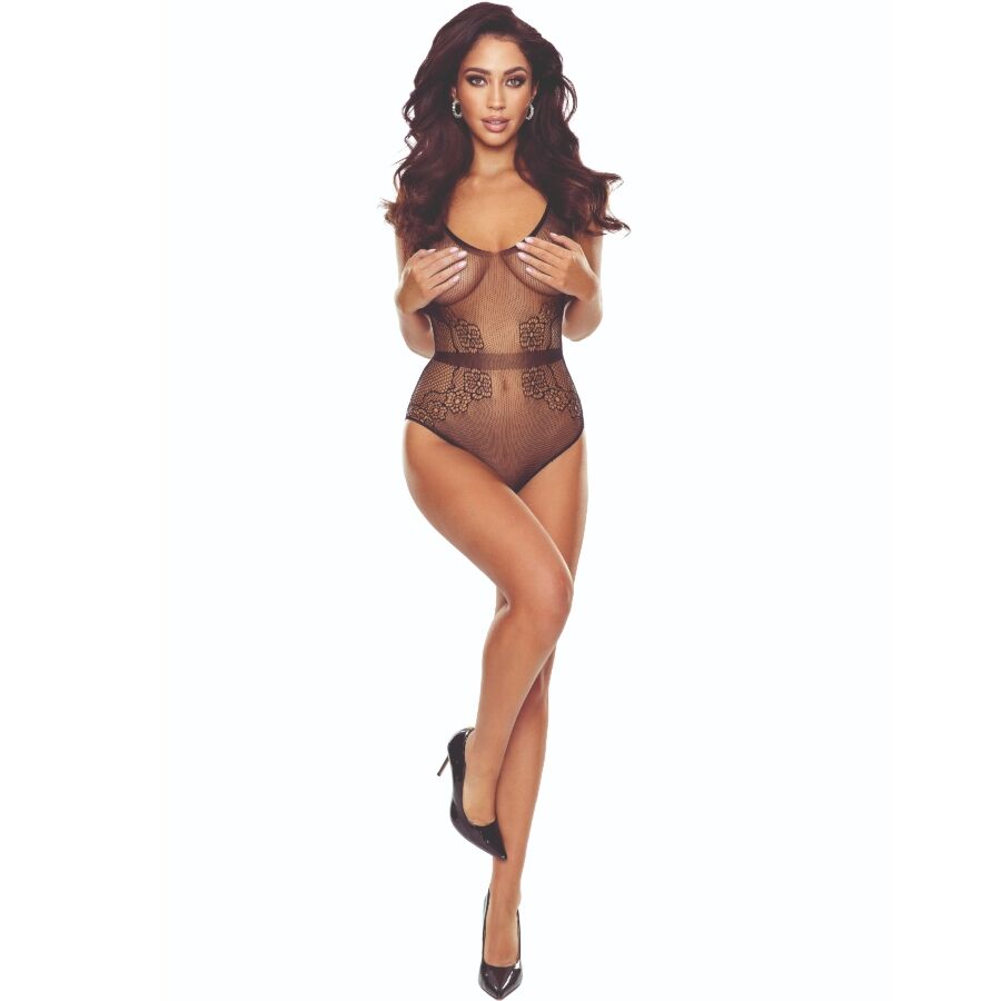 Passion - Bs115 Black Lattice Bodystocking