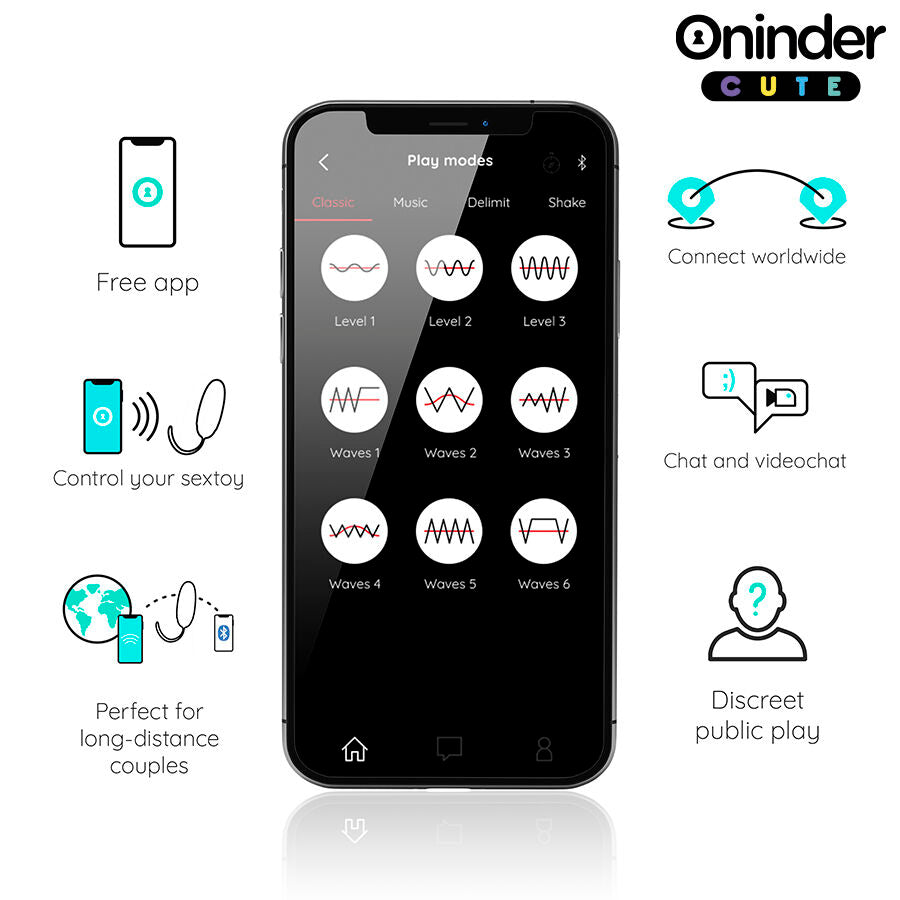 Oninder Cute - Love Pleasure Vibro-Rotierendes Silikon-Edelstein-Ei - Kostenlose Weltweite App