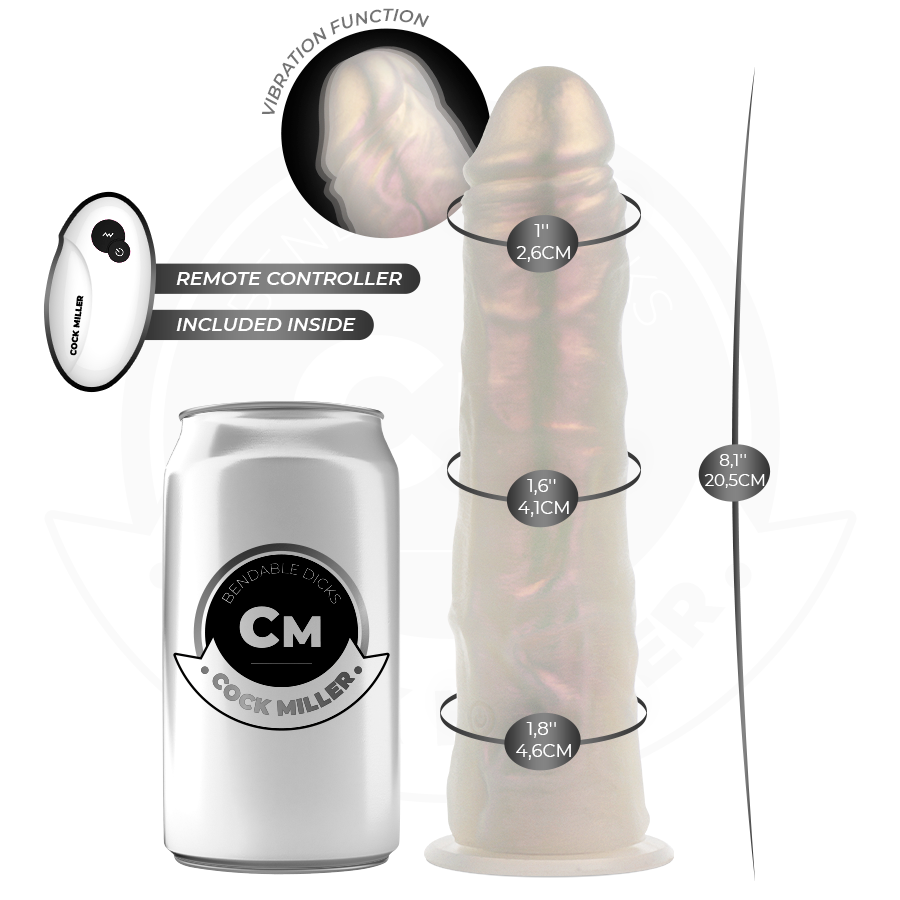 Cock Miller - Dildo Mit Saugnãpfen, Lichtern Und Vibration Mit Fernbedienung Weiss 20,5 Cm
