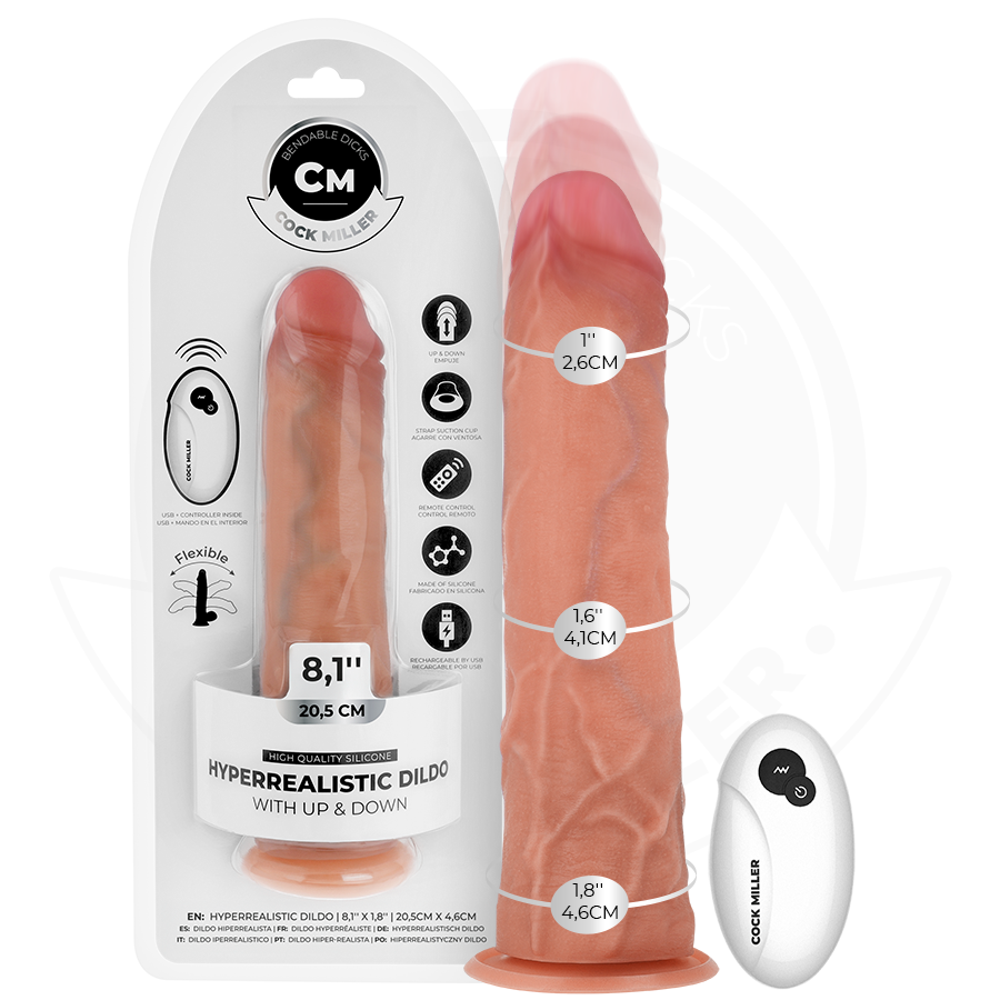Cock Miller - Hyperrealistischer Dildo Mit Saugnãpfen Und Stossfunktion Mit Fernbedienung 20,5 Cm
