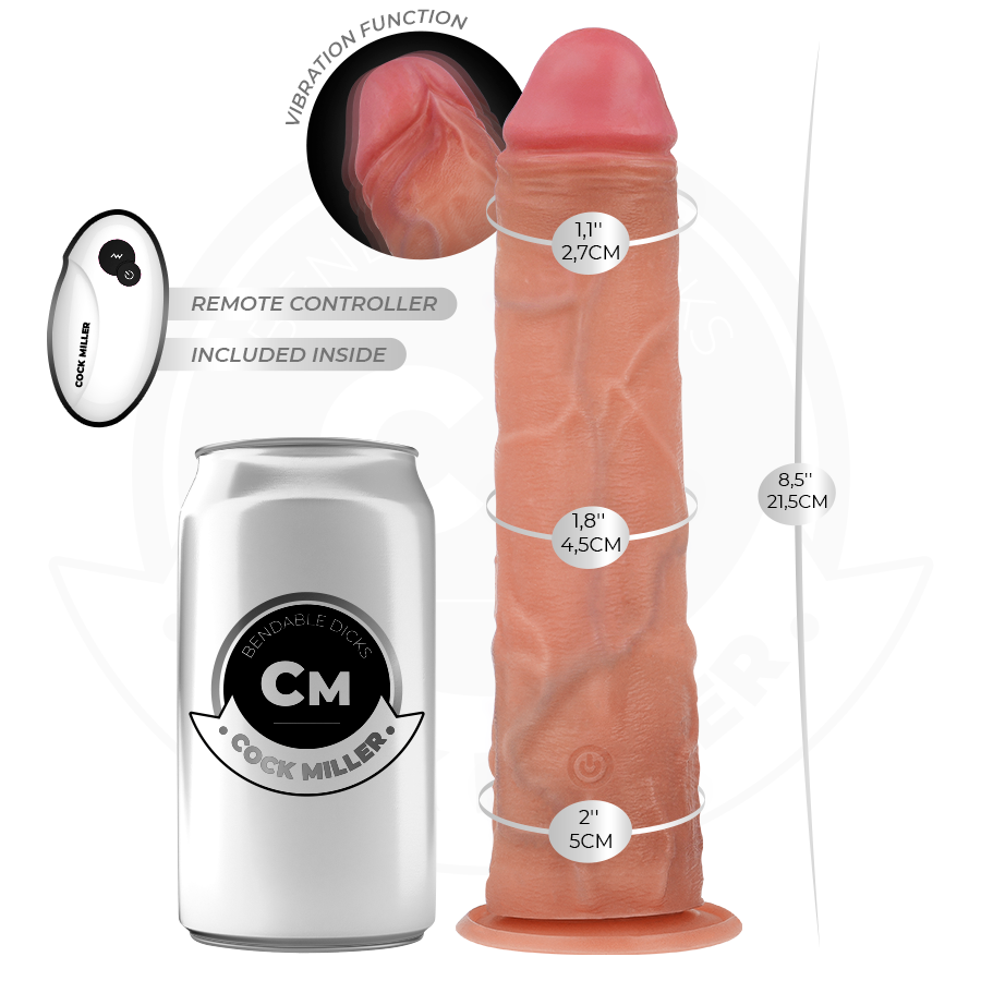 Cock Miller - Realistischer Dildo Mit Saugnãpfen Und Vibration Mit Fernbedienung 21,5 Cm
