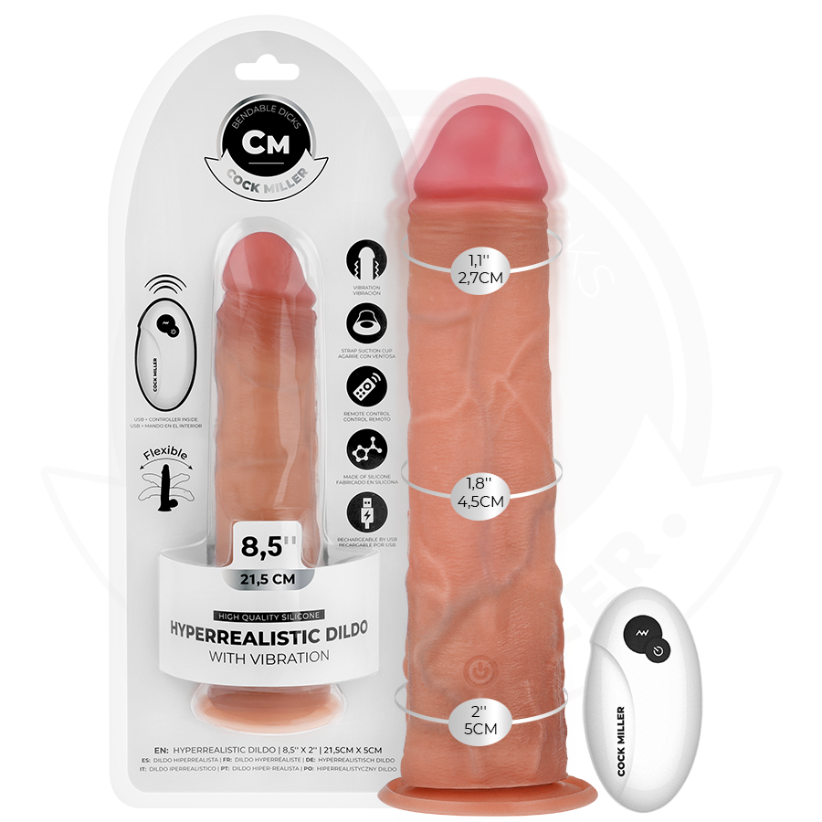 Cock Miller - Realistischer Dildo Mit Saugnãpfen Und Vibration Mit Fernbedienung 21,5 Cm