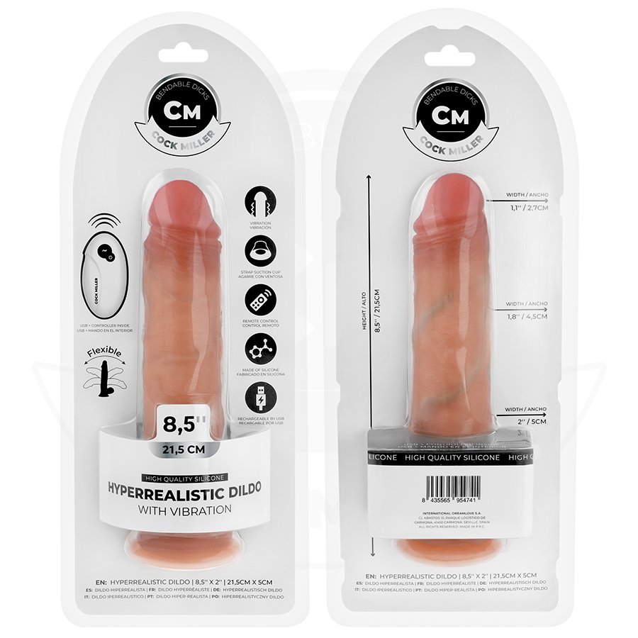 Cock Miller - Realistischer Dildo Mit Saugnãpfen Und Vibration Mit Fernbedienung 21,5 Cm