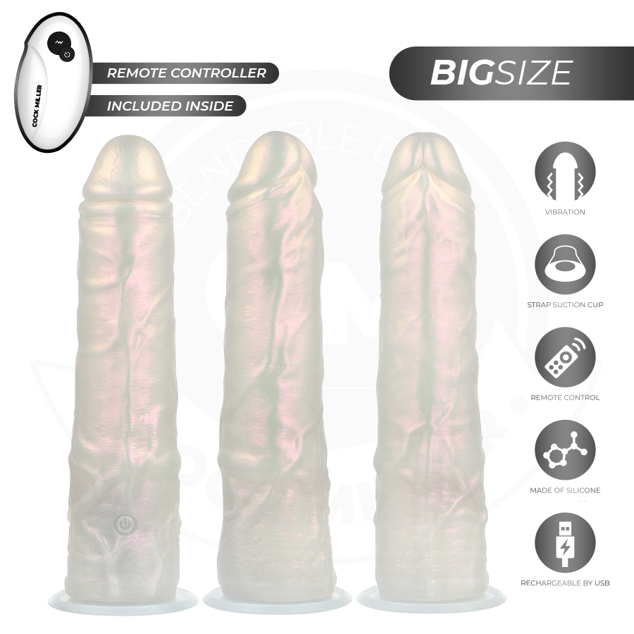 Cock Miller - Dildo Mit Saugnãpfen, Lichtern Und Vibration Mit Fernbedienung Weiss 21,5 Cm