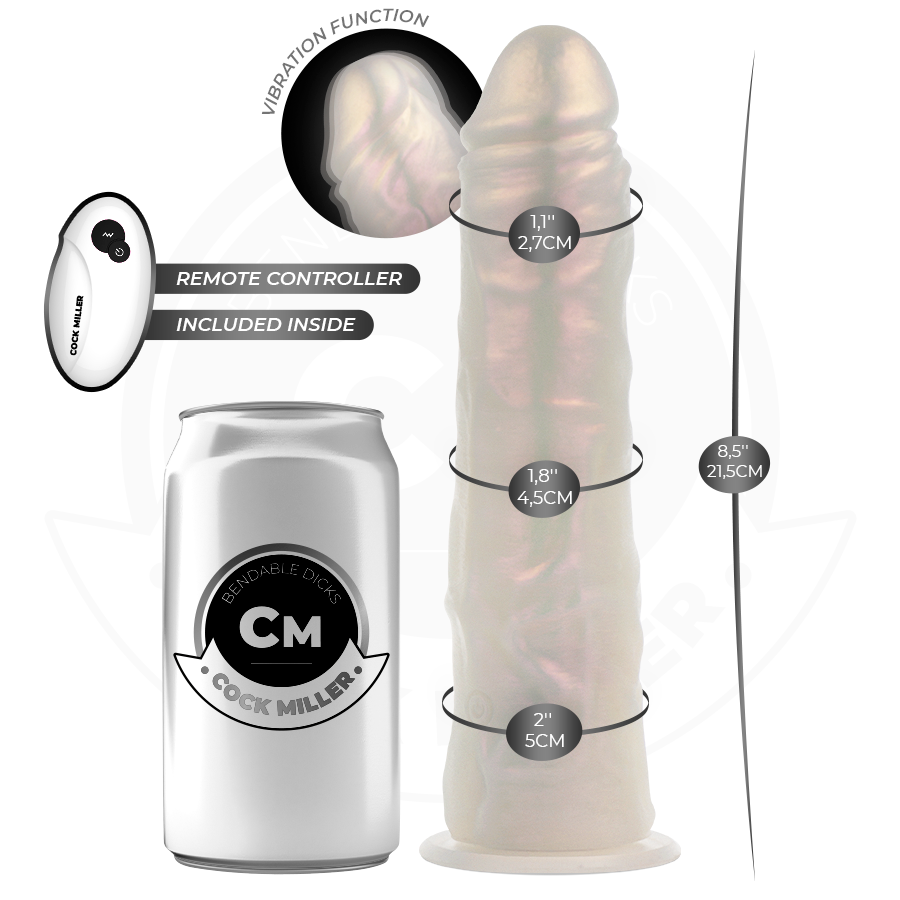Cock Miller - Dildo Mit Saugnãpfen, Lichtern Und Vibration Mit Fernbedienung Weiss 21,5 Cm