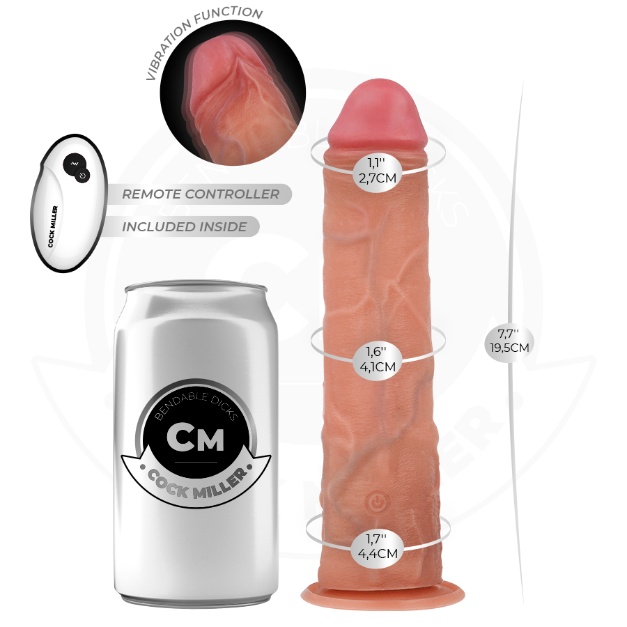 Cock Miller - Realistischer Dildo Mit Saugnãpfen Und Fernbedienung Und Vibration 19,5 Cm