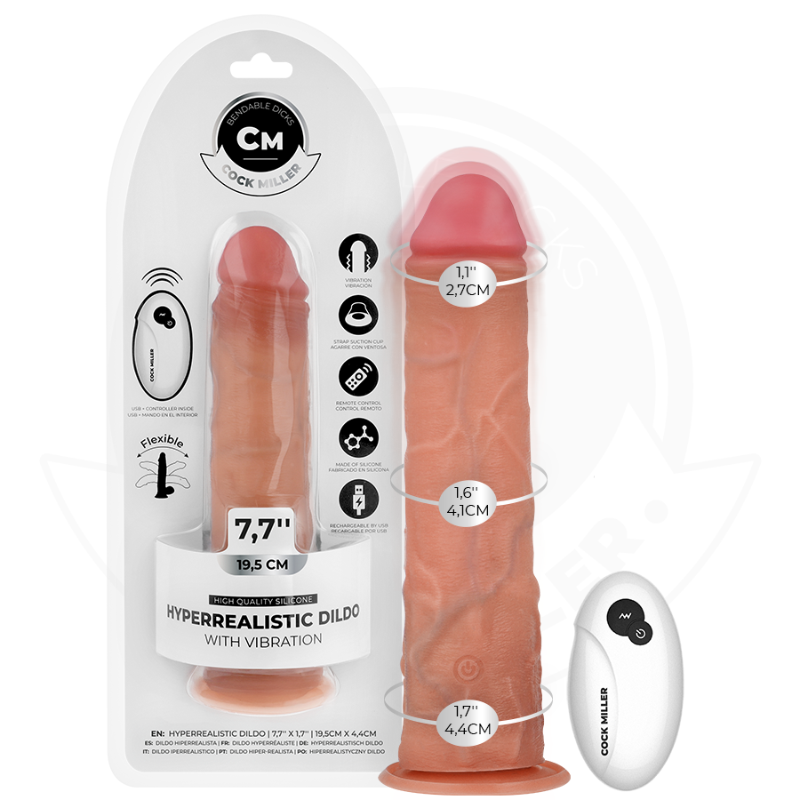 Cock Miller - Realistischer Dildo Mit Saugnãpfen Und Fernbedienung Und Vibration 19,5 Cm