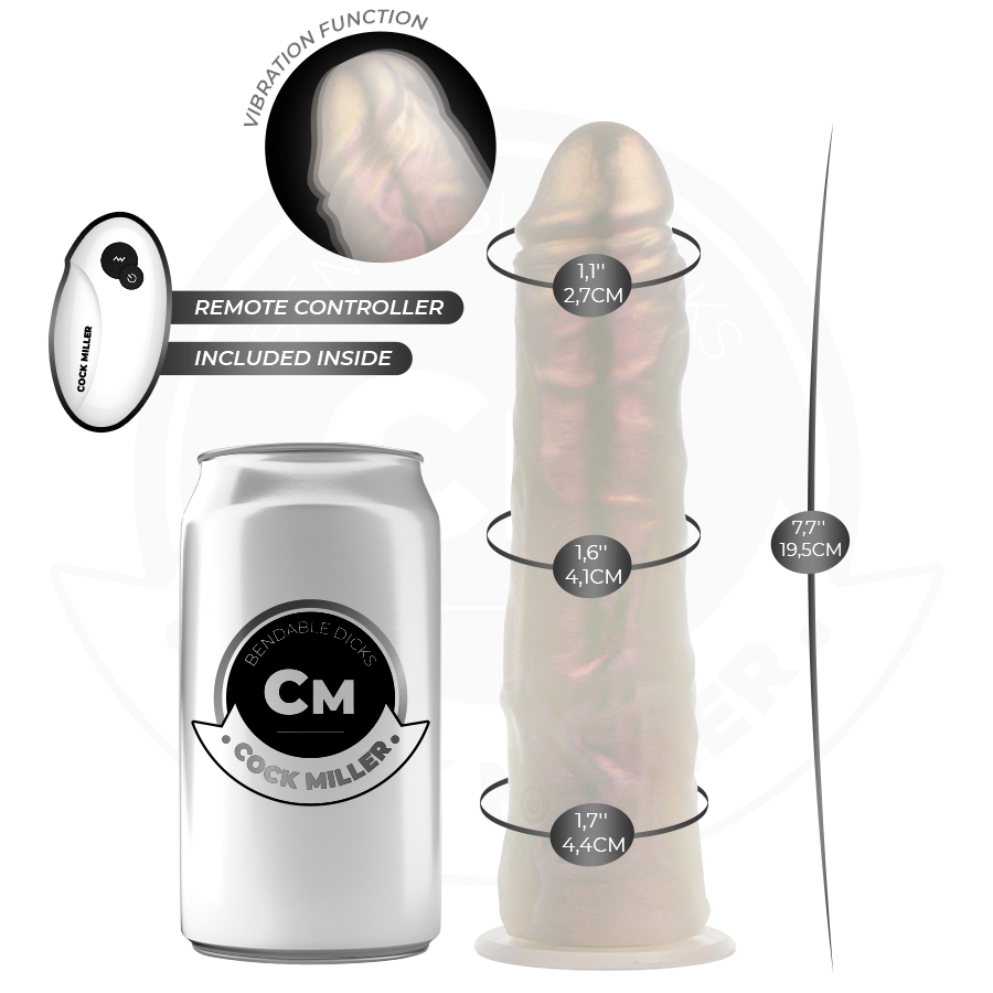 Cock Miller - Dildo Mit Saugnãpfen, Lichtern Und Vibration Mit Fernbedienung Weiss 19,5 cm