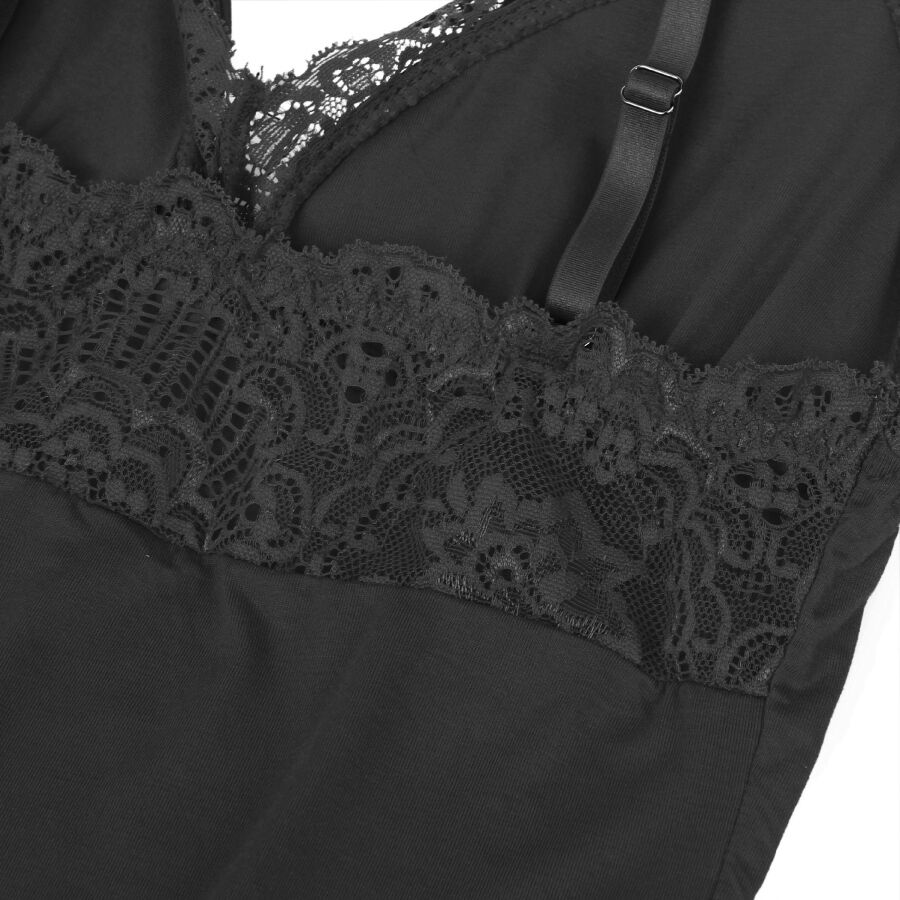 Subblime - Schwarzer Teddy Mit Blumenspitzendetail S/M