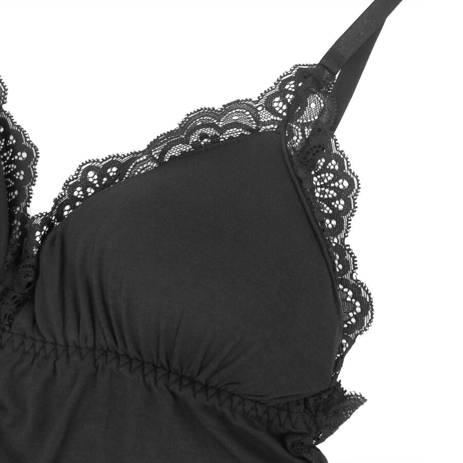 Subblime - Schwarzer Teddy Mit Blumenspitzendetail L/Xl