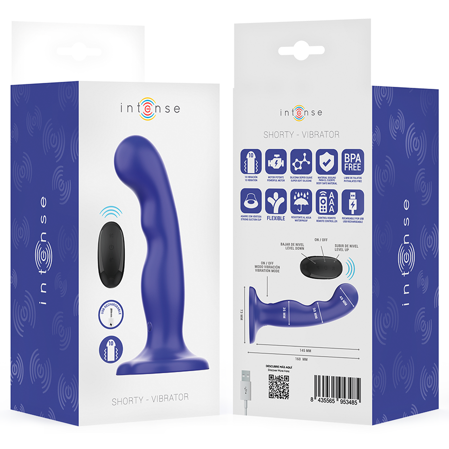 Intense - Shorty Vibrator Mit Saugnãpfen Blau Fernbedienung