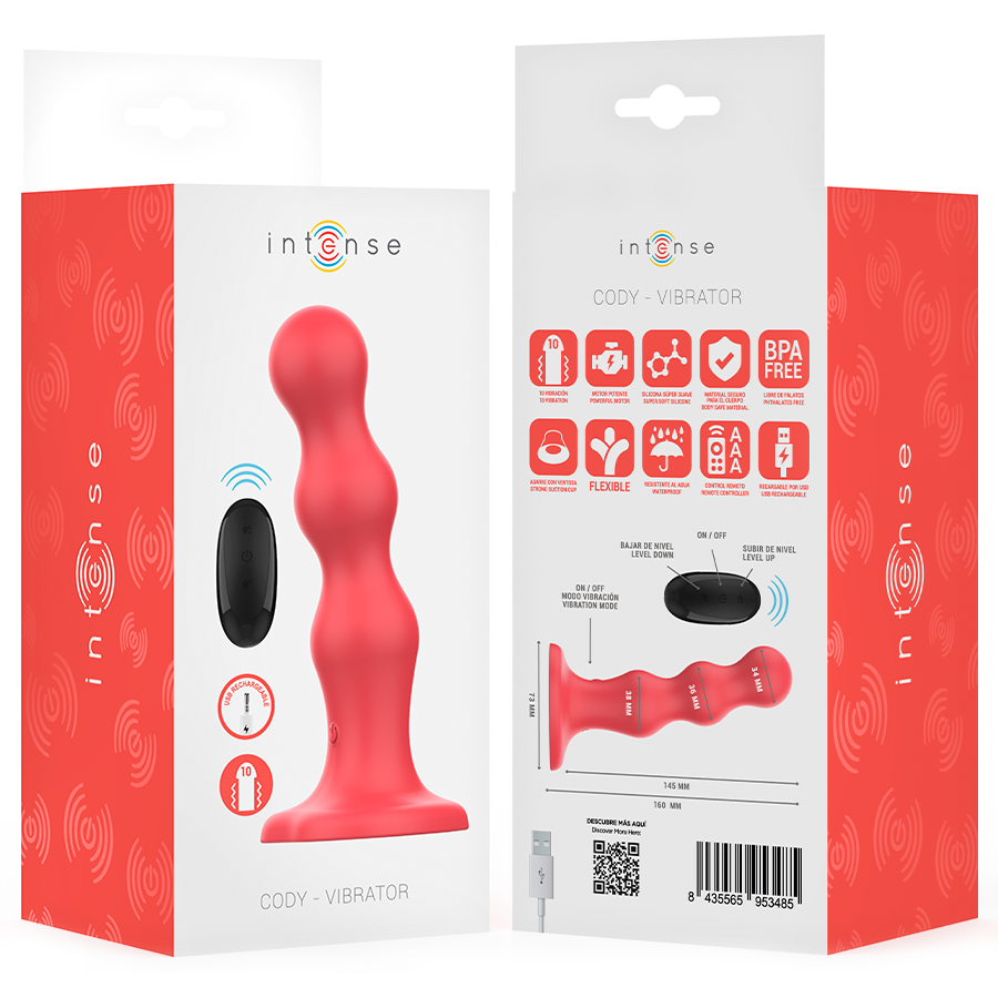 Intense - Cody Vibrator Mit Saugnãpfen Rote Fernbedienung