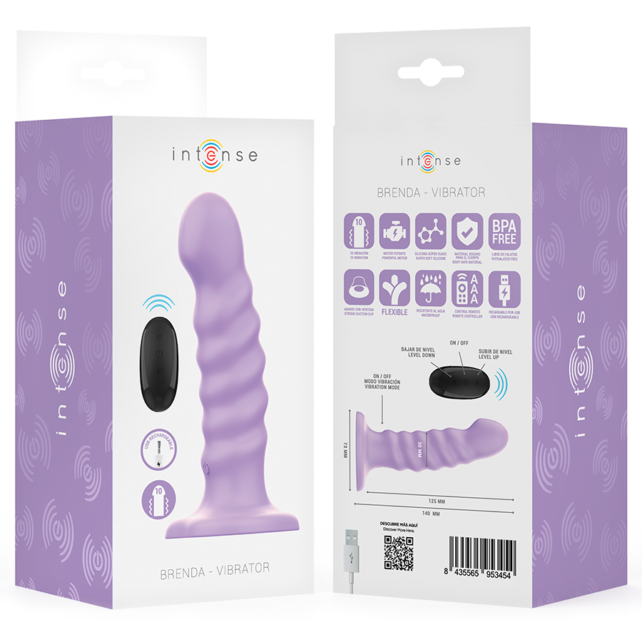 Intense - Brenda Vibrator Größe M Spiralendesign 10 Vibrationen Lila Fernbedienung
