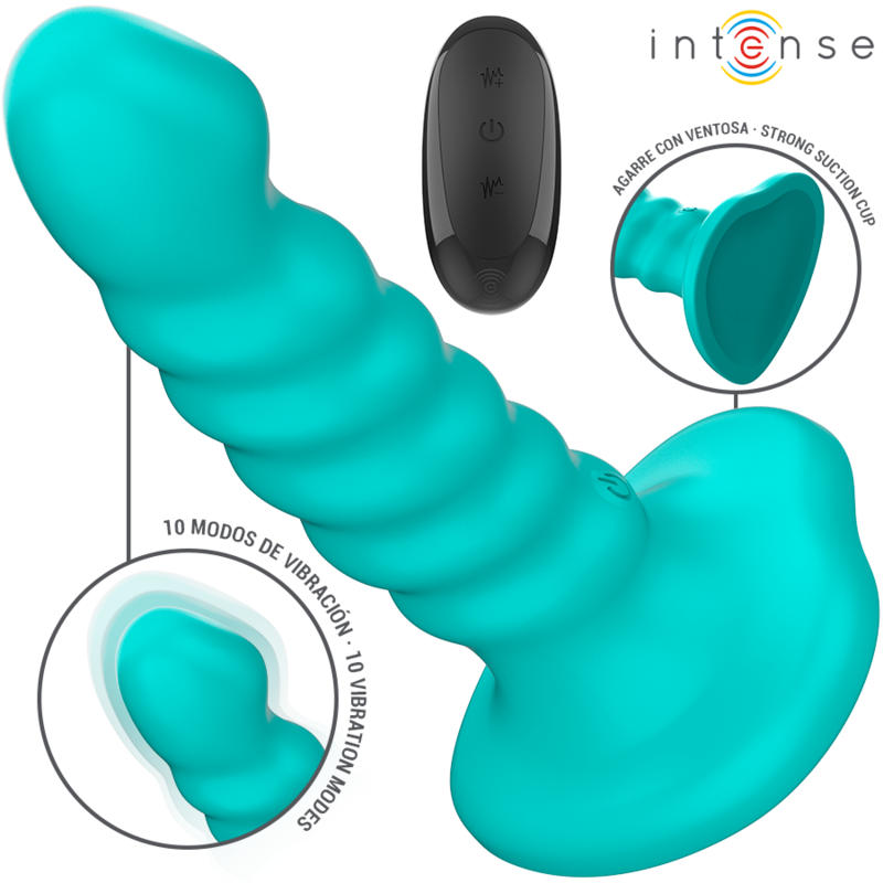 Intense - Buffy Vibrator Größe S Spirale Design 10 Vibrationen Blau Fernbedienung