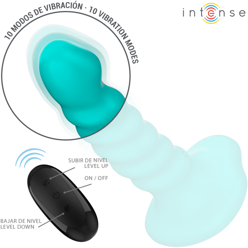 Intense - Buffy Vibrator Größe S Spirale Design 10 Vibrationen Blau Fernbedienung
