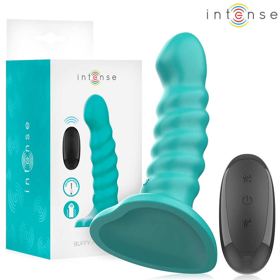 Intense - Buffy Vibrator Größe S Spirale Design 10 Vibrationen Blau Fernbedienung
