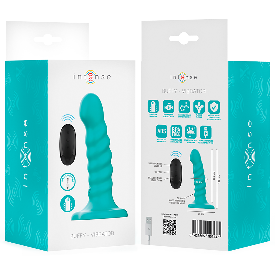 Intense - Buffy Vibrator Größe S Spirale Design 10 Vibrationen Blau Fernbedienung