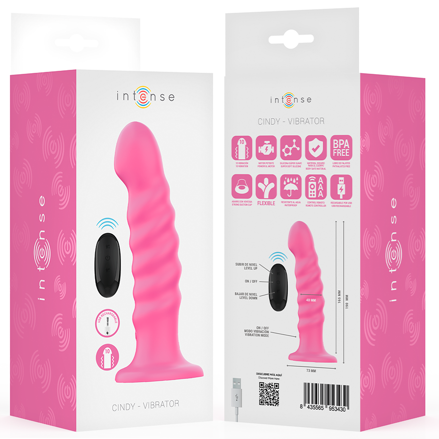 Intense - Cindy Vibrator Größe L Spiralendesign 10 Vibrationen Rosa Fernbedienung