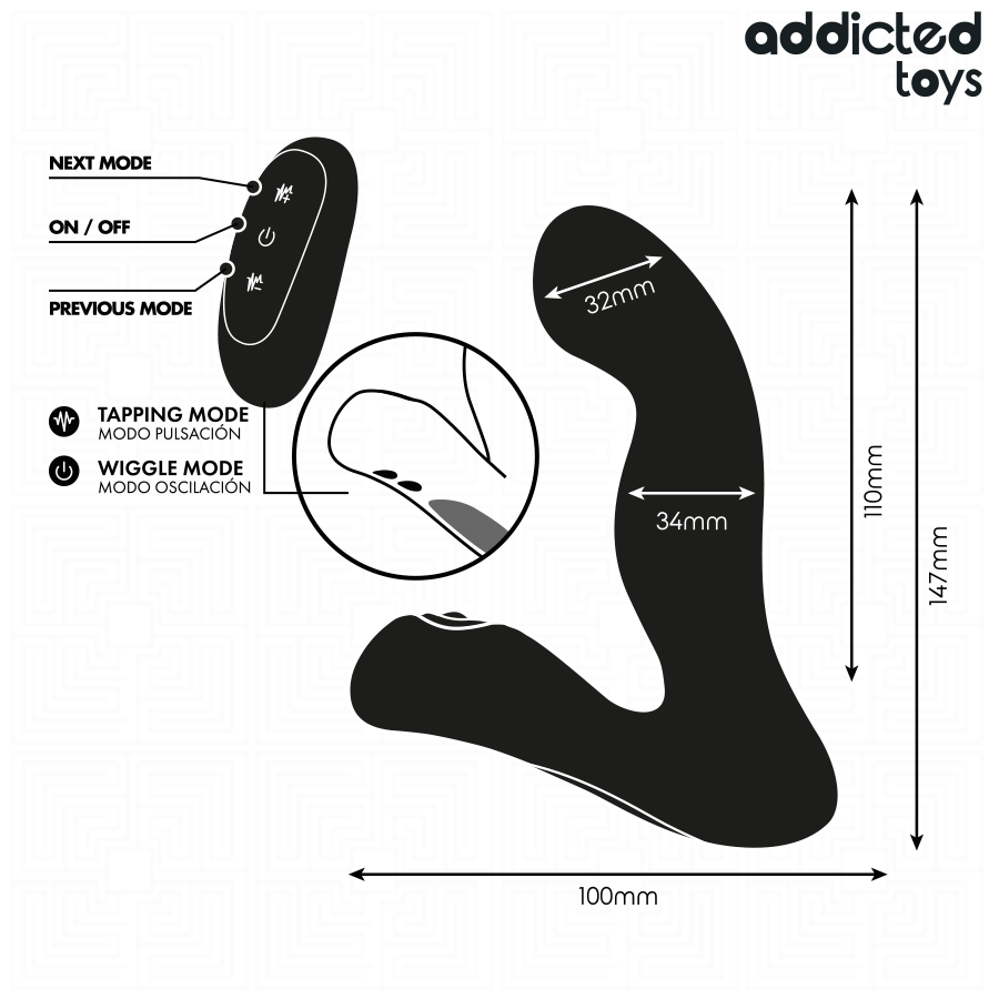 Addicted Toys -  Oszillierender Prostatamassagegerãt Mit Pulsationsmodus-Fernbedienung
