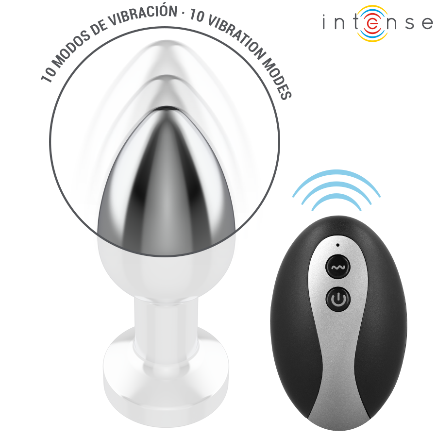 Intense - Vibrierender Analplug Aus Metall Mit Led-Leuchten Und Fernbedienung - Größe S