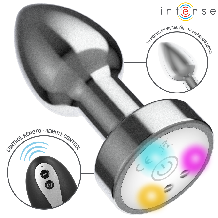 Intense - Vibrierender Analplug Aus Metall Mit Led-Leuchten Und Fernbedienung - Größe M
